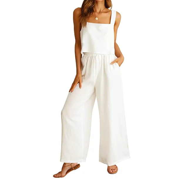Women's 2 Piece Outfits Linen Pants Jumpsuit