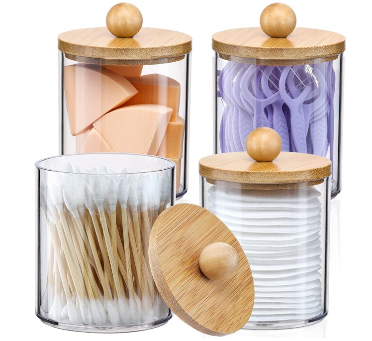 Vitever Apothecary Jars With Bamboo Lids (4-Pack)