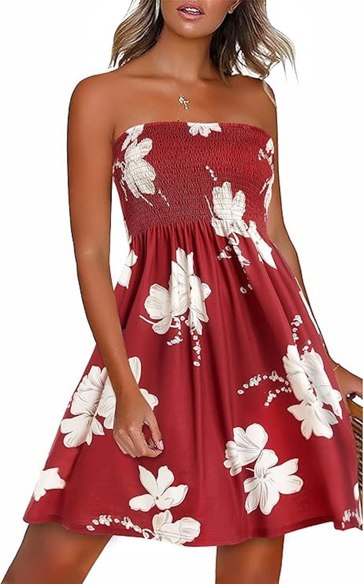 CHICGAL Strapless Floral Print Sundress