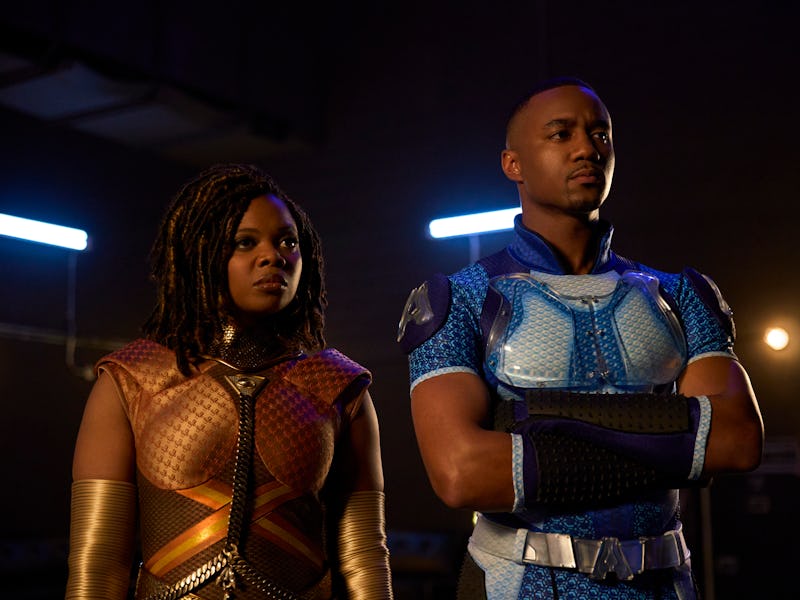 Susan Heyward and Jessie T. Usher in The Boys