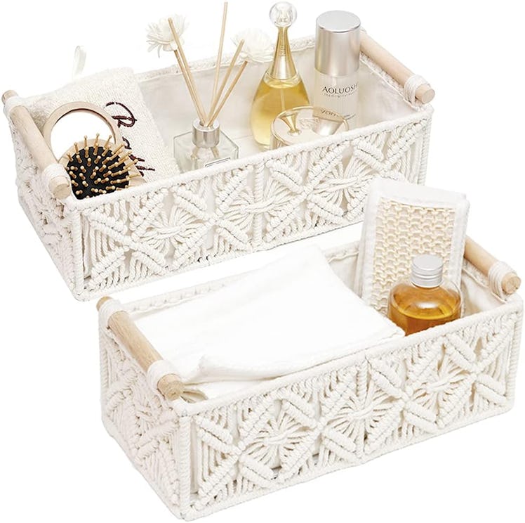 HOSROOME Macrame Storage Baskets (Set Of 2)