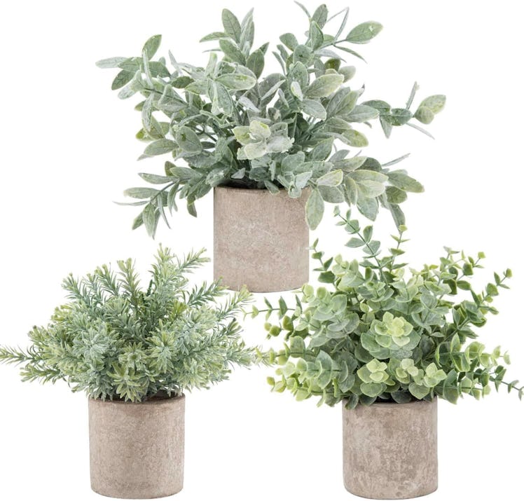 Der Rose Mini Potted Fake Plants (3-Pack)