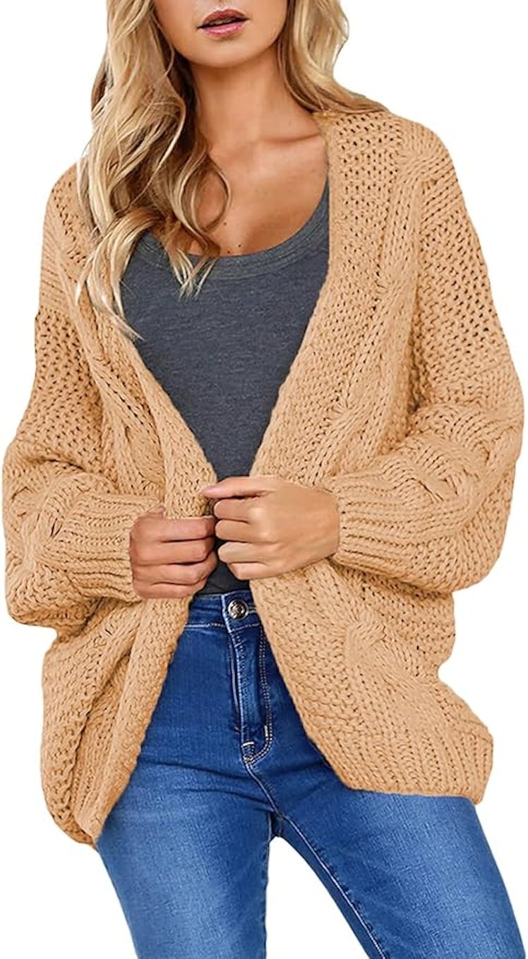 Astylish Open Front Long Sleeve Knit Cardigan