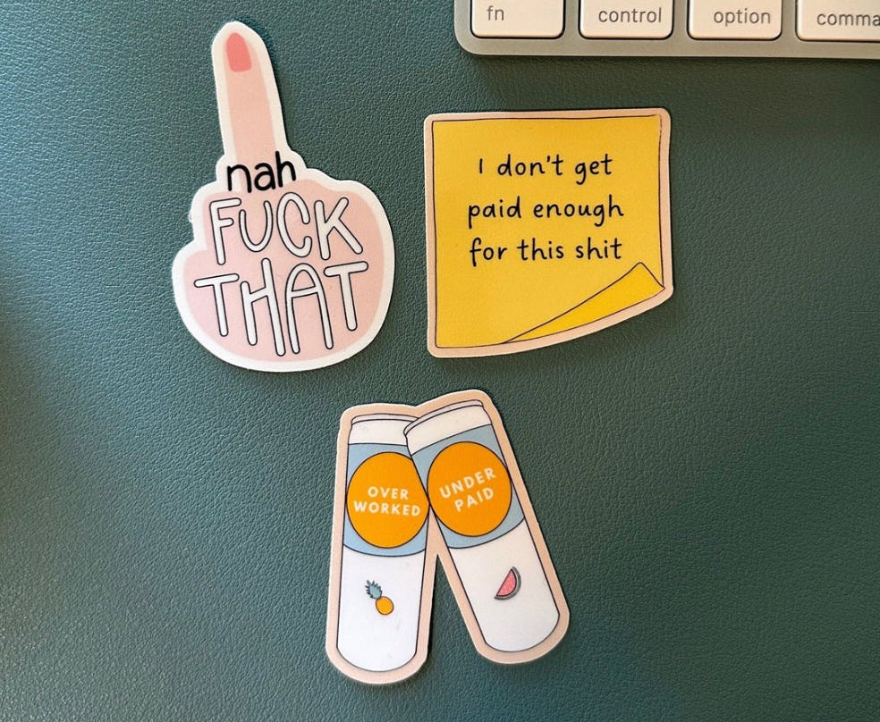 Ciara now makes anti-corporate job stickers.