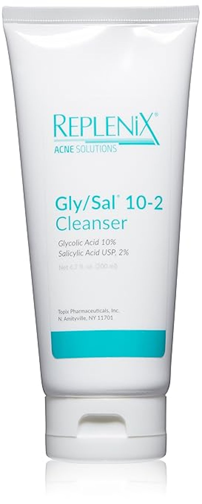 A tube of Replenix Acne Solutions Gly/Sal 10-2 Cleanser with 10% Glycolic Acid and 2% Salicylic Acid...