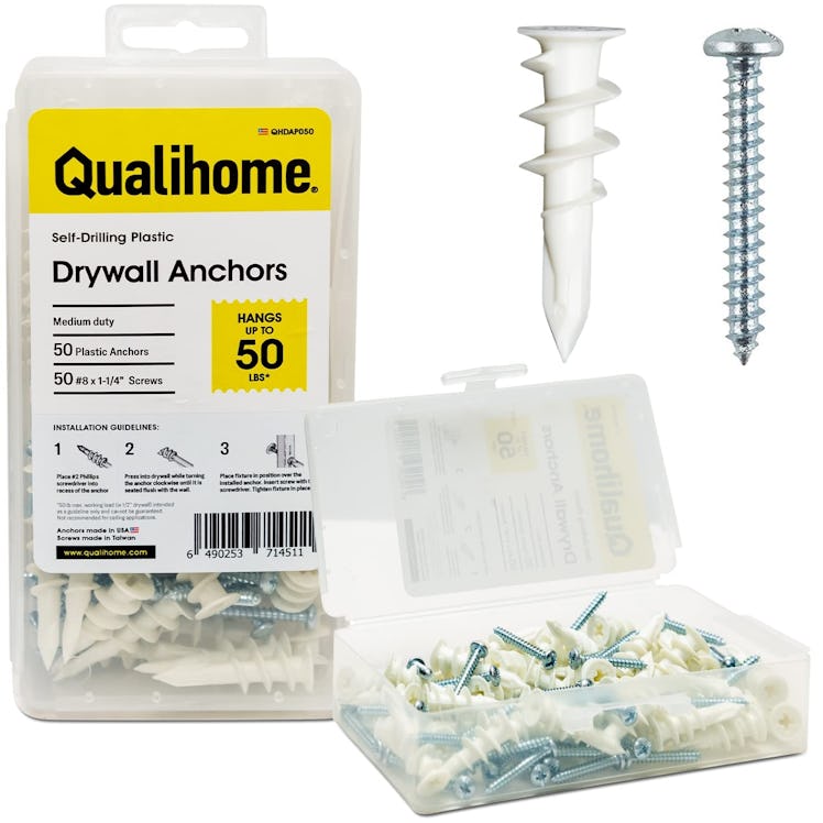 Qualihome Heavy Duty Plastic Self Drilling Drywall Anchors and Screws Kit