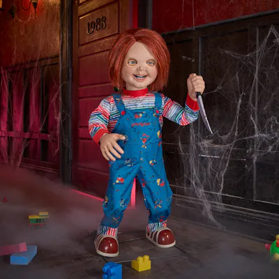 The Home Depot's Halloween 2024 collection includes a 3.5-foot-tall Chucky doll.