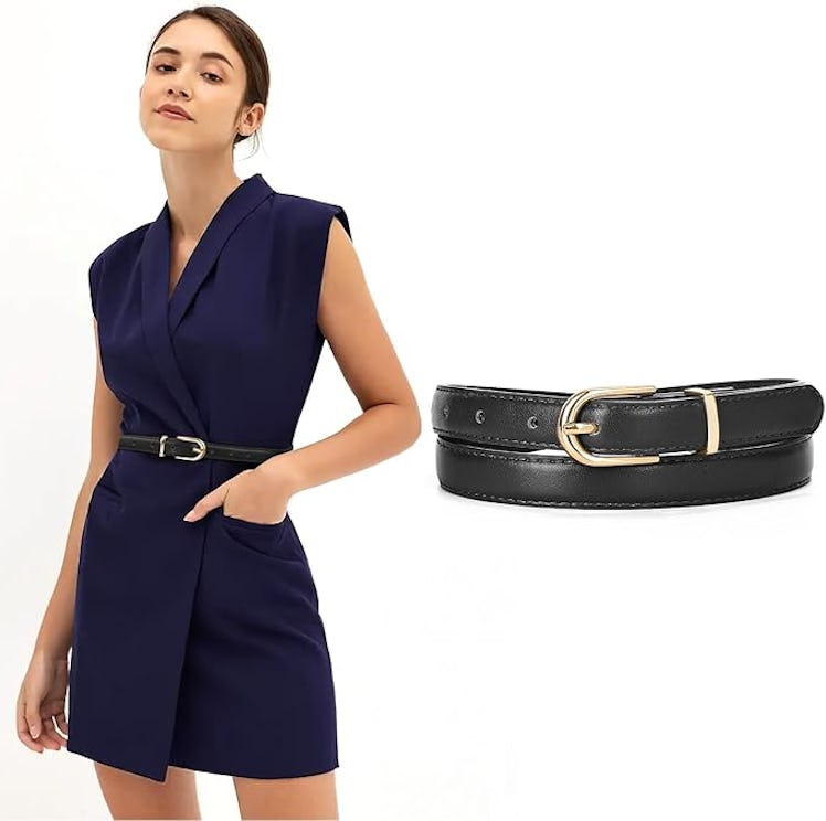 JASGOOD Skinny Faux Leather Belt