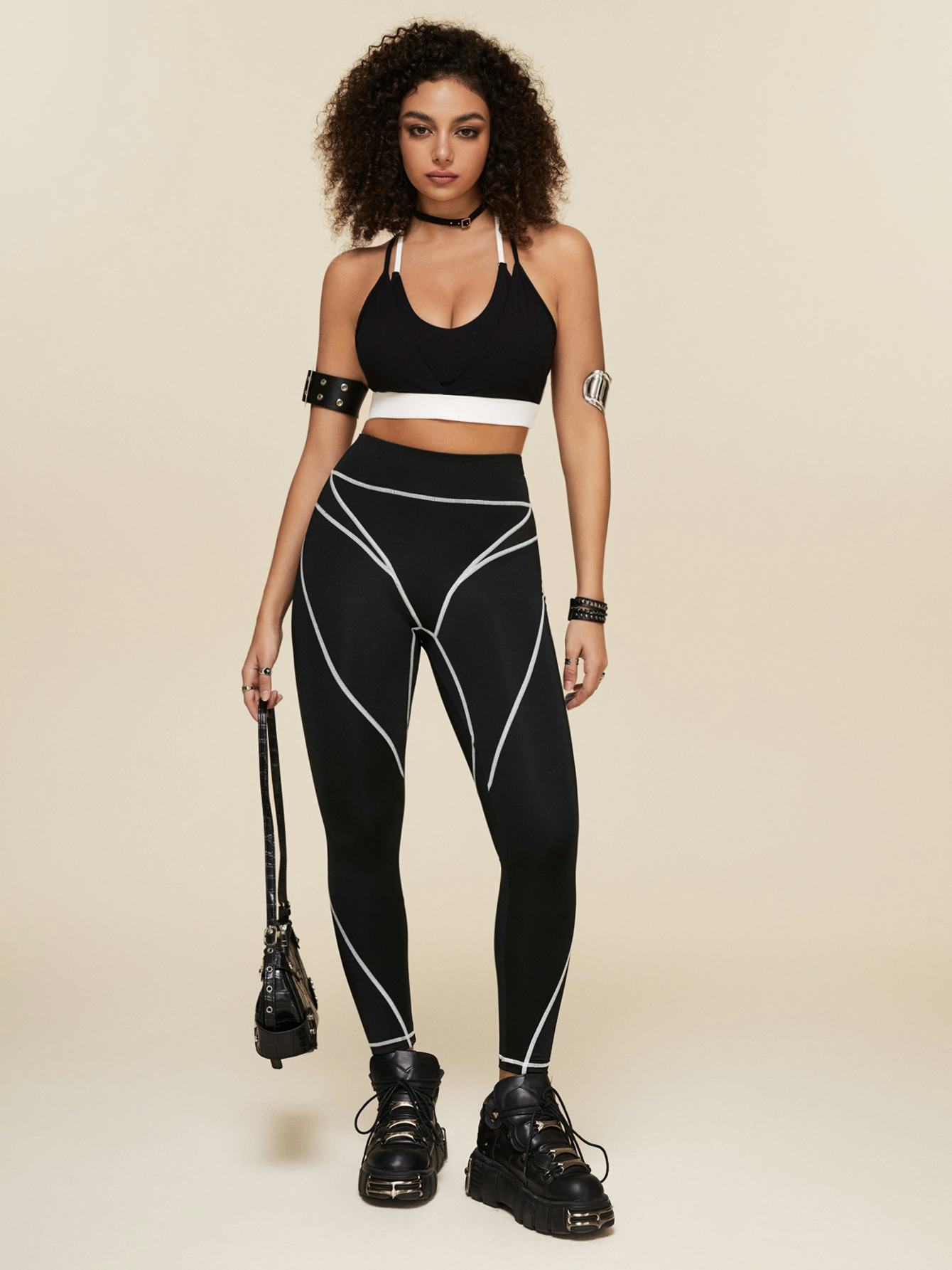 Sport Studio Contrast Binding Sports Leggings For Summer