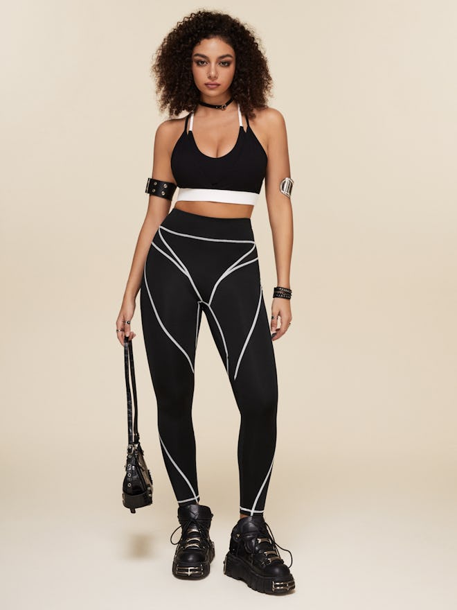 Sport Studio Contrast Binding Sports Leggings For Summer