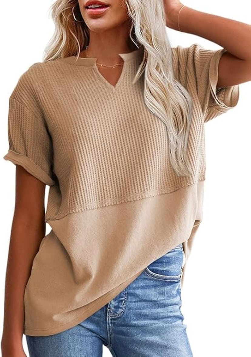 SHEWIN Waffle Knit Top