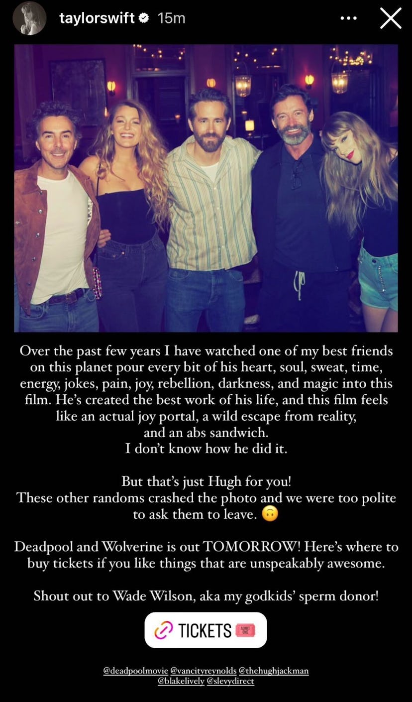 Taylor Swift’s Instagram post for ‘Deadpool & Wolverine.'