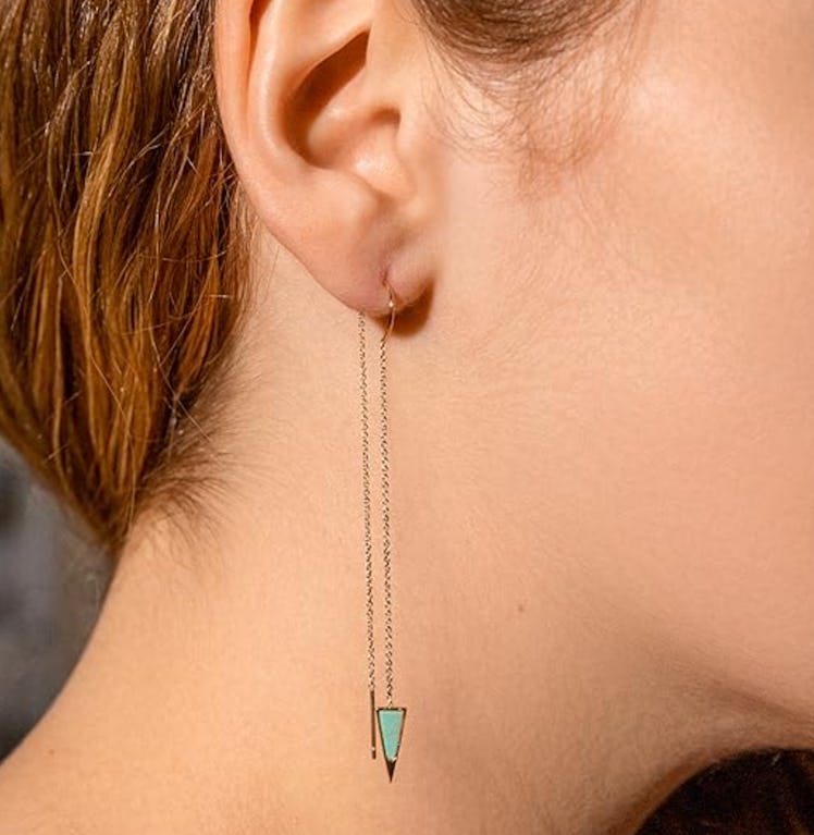 Benevolence LA Dagger Threader Triangle Earrings