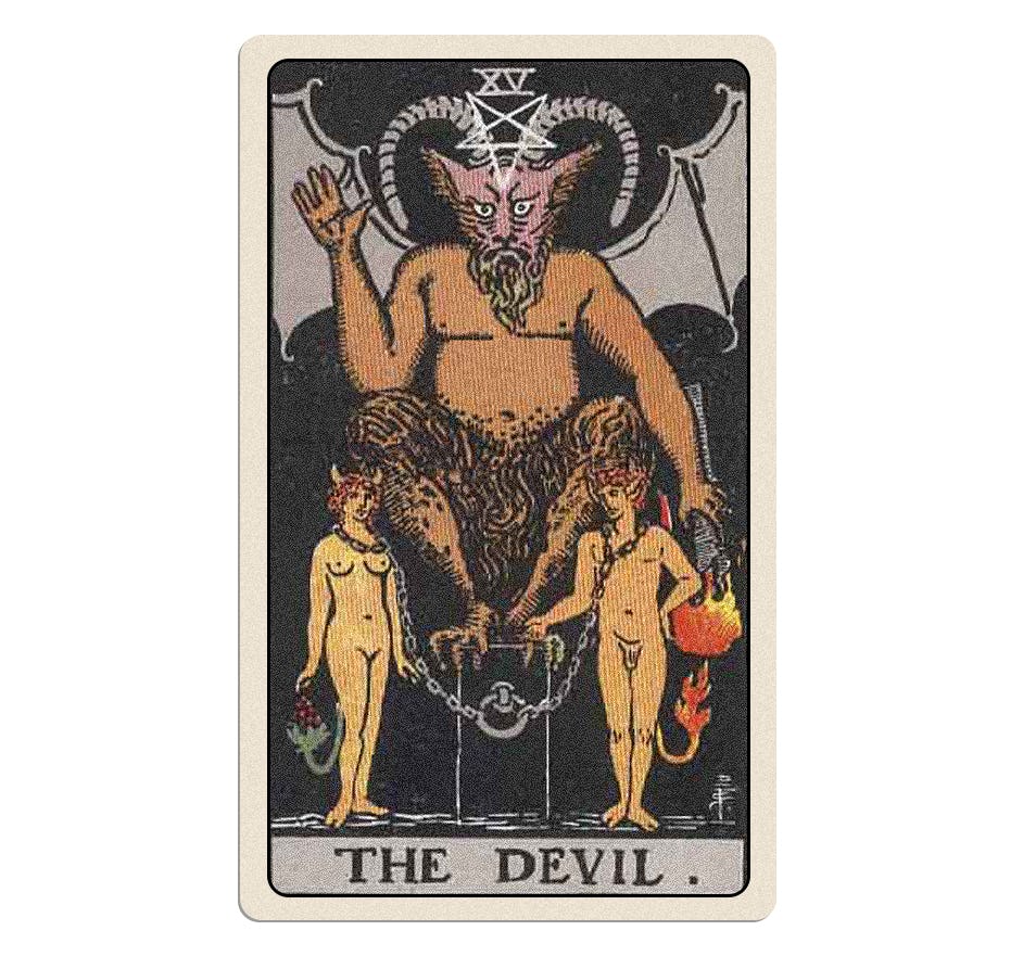 Your August 2024 tarot reading includes the Devil card.