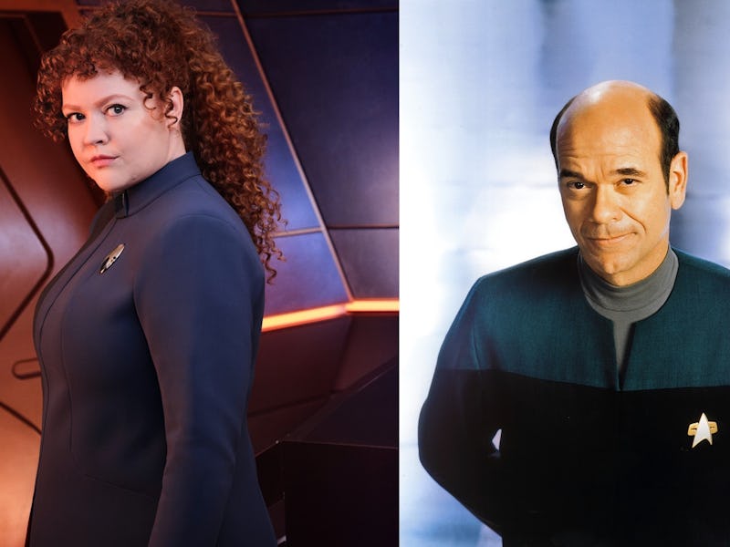 Mary Wiseman in 'Discovery' and Robert Picardo in 'Voyager.'