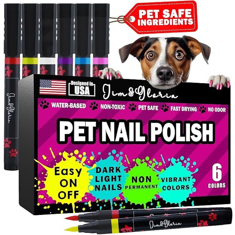 Jim&Gloria PAW-SAFE Dog Nail Polish Pens (Set of 6)