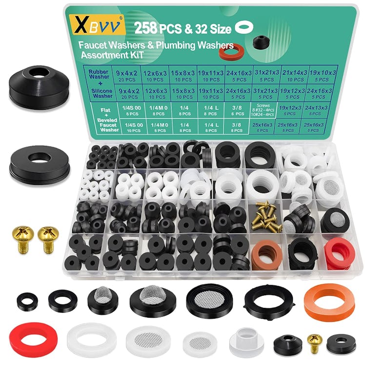 XBVV Faucet and Plumbing Rubber Washers Assortment Kit (258 Pieces)