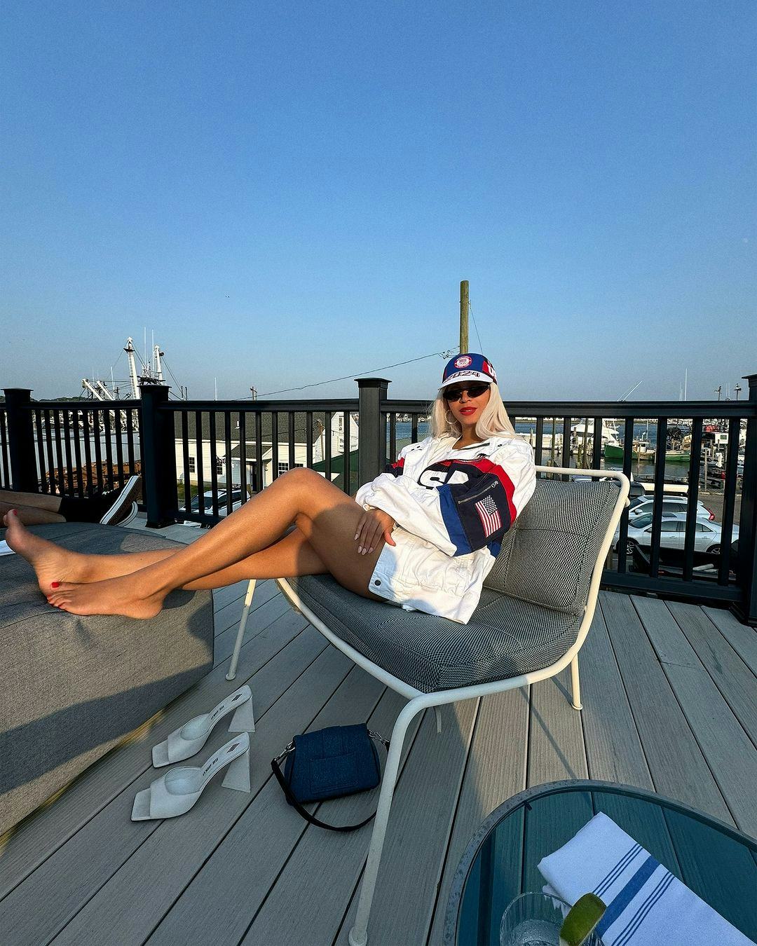 Beyoncé’s tenniscore Team USA look.