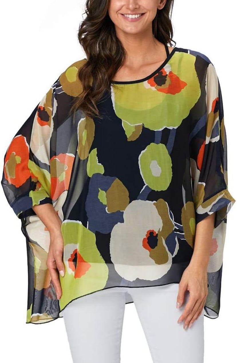 Ckikiou Floral Chiffon Tunic