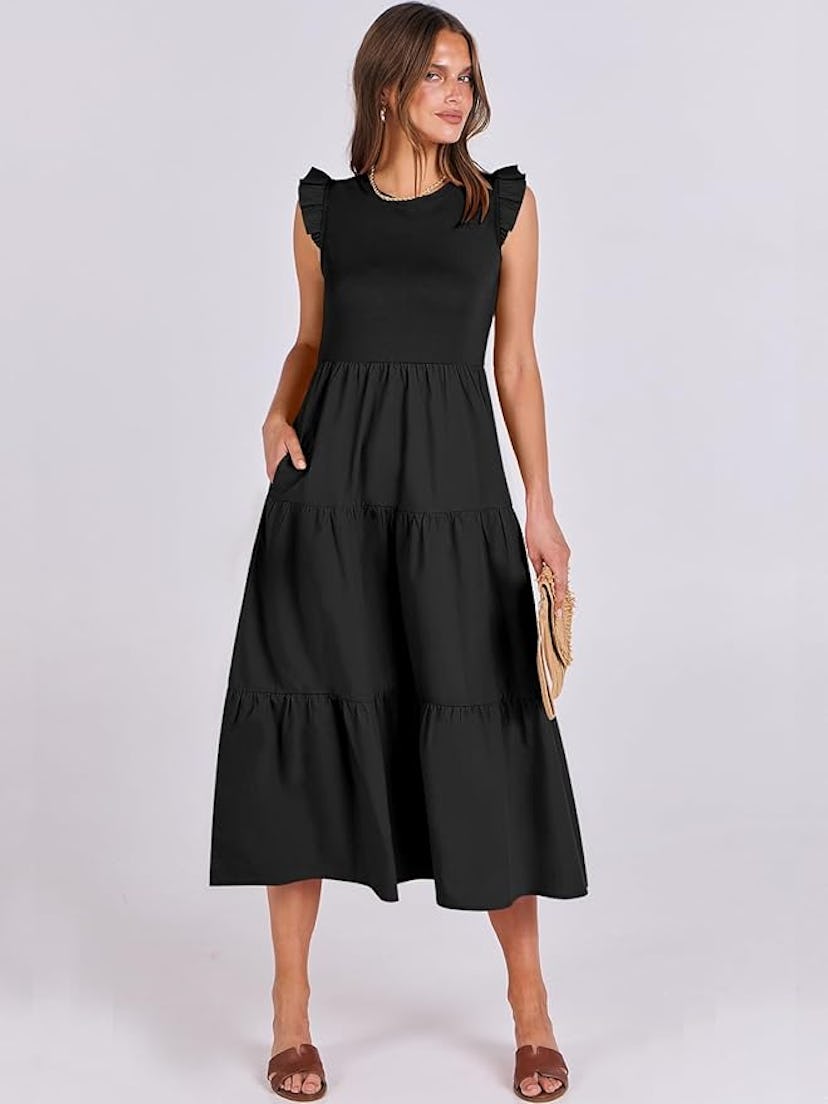 ANRABESS Tiered Midi Dress 