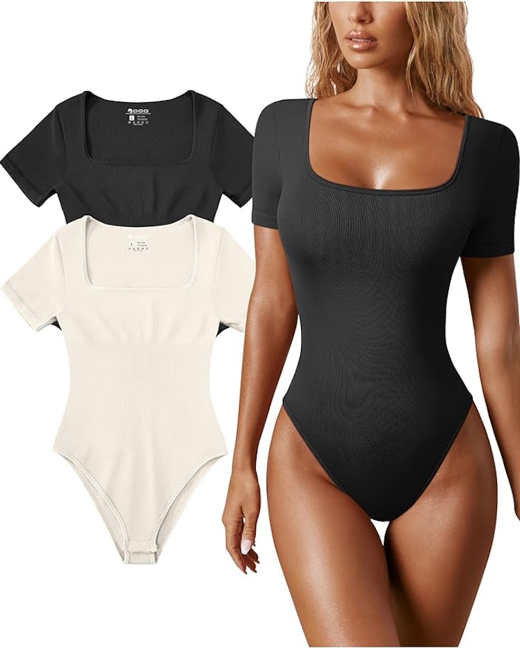 OQQ Square-Neck Body Suits (2-Pack)