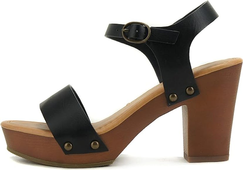 Soda Buckled Wedge Sandals 