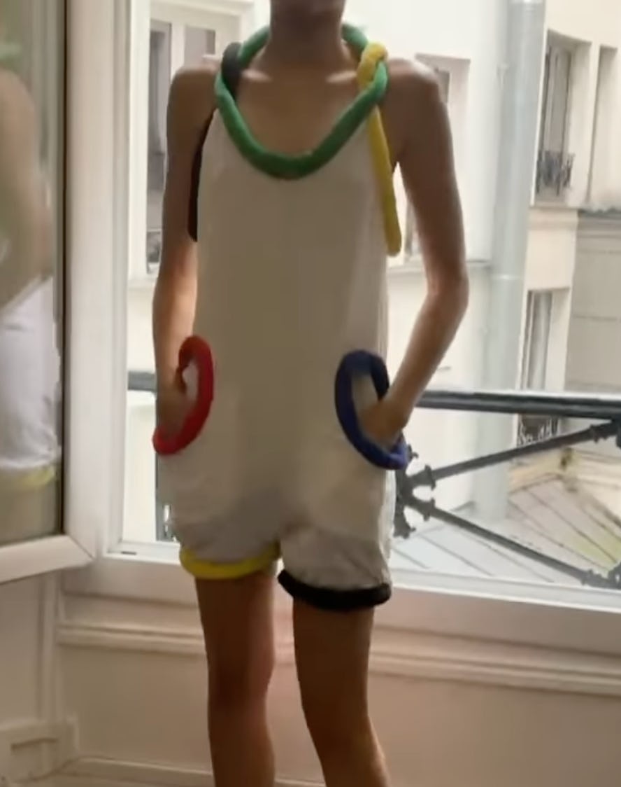 Zendaya dressed as the Olympic rings in a micro jumpsuit.