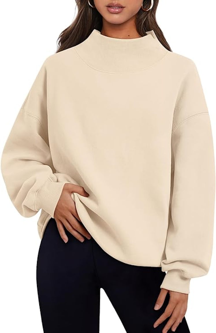 Trendy Queen Mock-Neck Oversized Sweatshirt