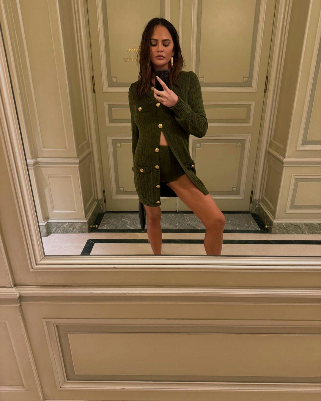 Chrissy Teigen takes a mirror selfie after the Olympic Games Paris 2024 opening ceremonies on July 2&hellip;