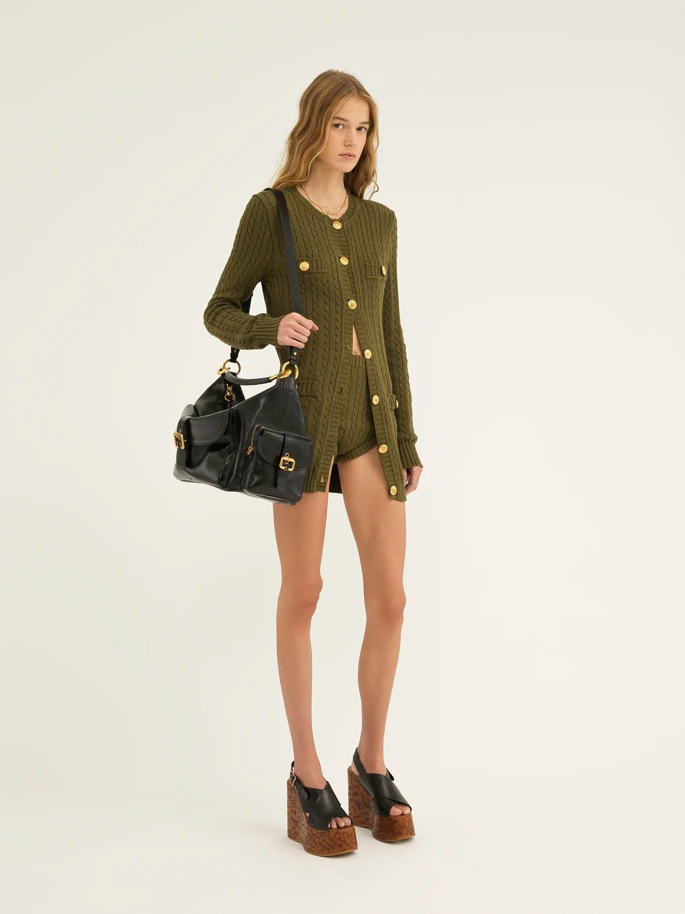 Cable-Knit Mini Shorts