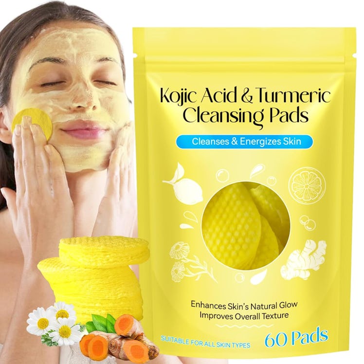 HUALIJIA Kojic Acid and Turmeric Cleansing Pads (60-Pack)