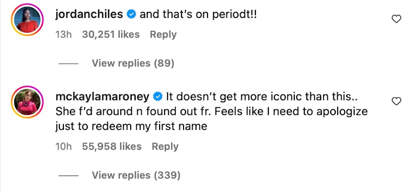 Olympic gymnasts supporting Simone Biles on Instagram.