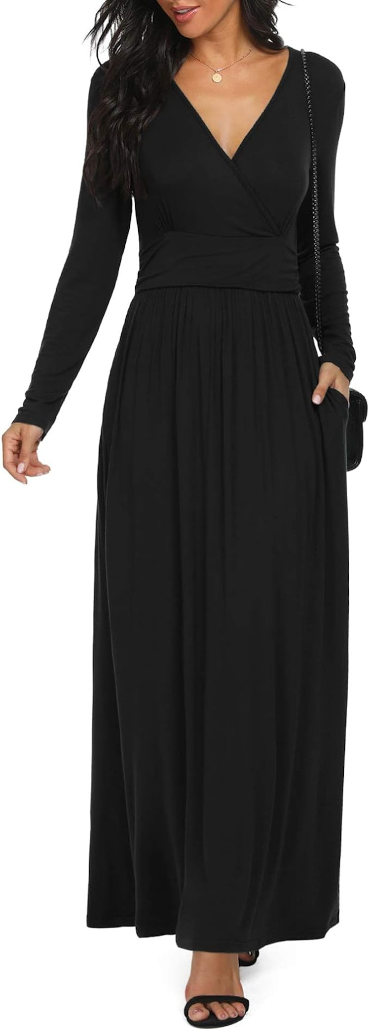 LILBETTER Deep V-Neck Maxi Dress