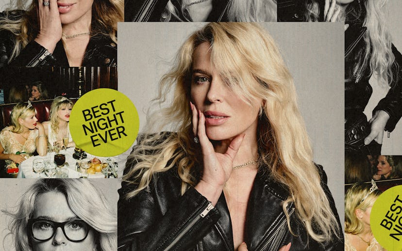 A collage of various images of a blonde woman in different poses and expressions, with text reading ...