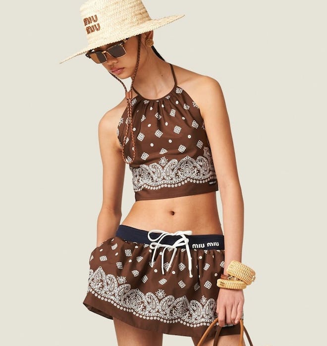 Printed Poplin Miniskirt