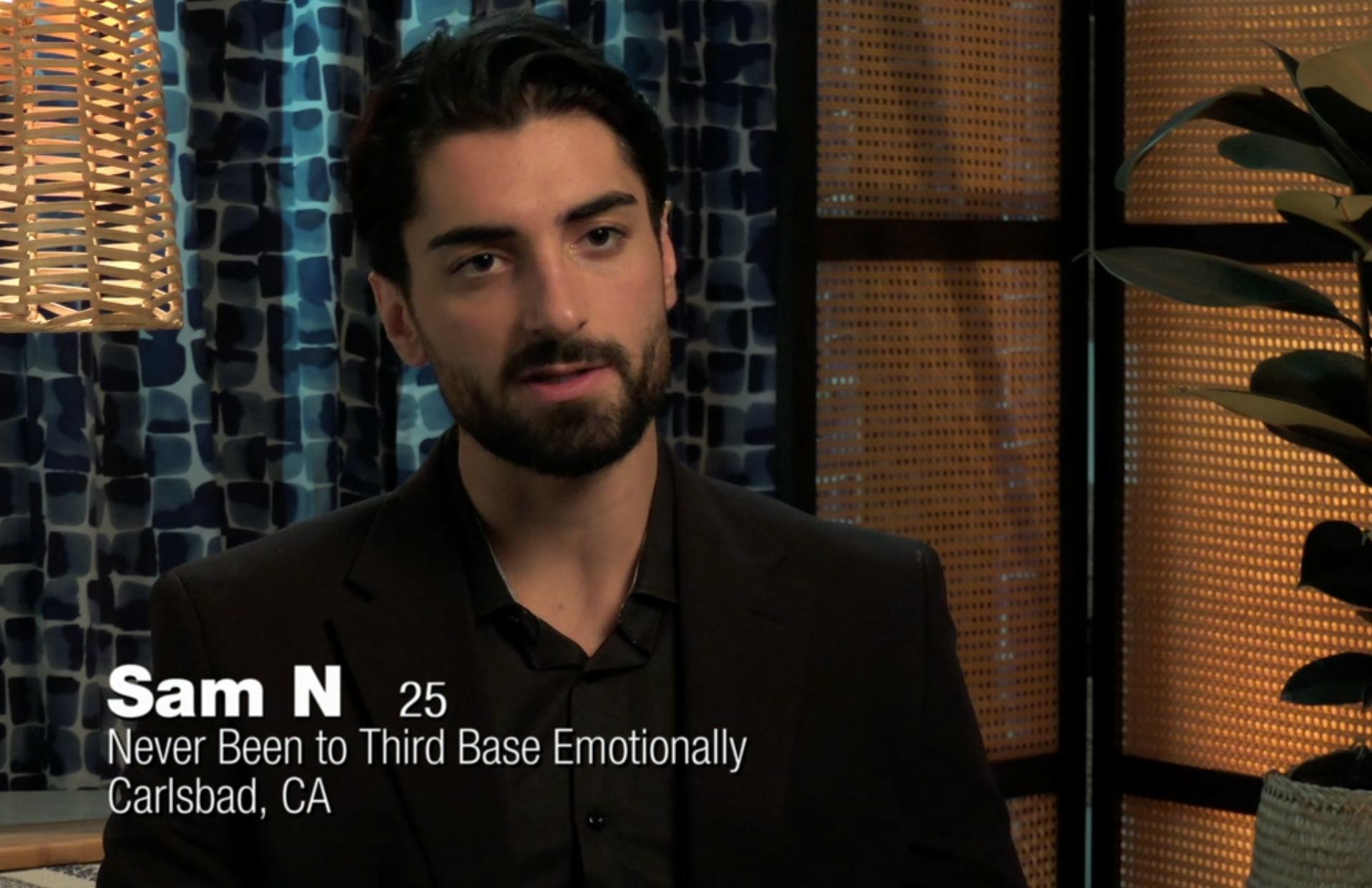 Sam N. on The Bachelorette. Screenshot via Hulu