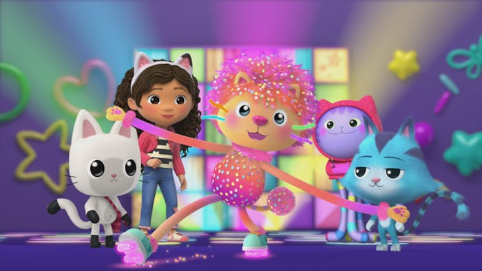 Marty the Party Cat joins Gabby and the Gabby Cats in Season 10 of 'Gabby's Dollhouse.'