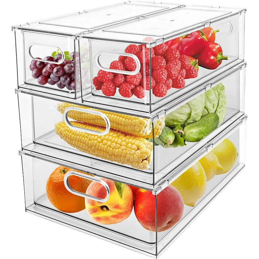 4 Pack Refrigerator Organizer Bins