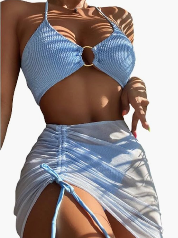 MakeMeChic Halter String Bikini Set (3-Pieces)