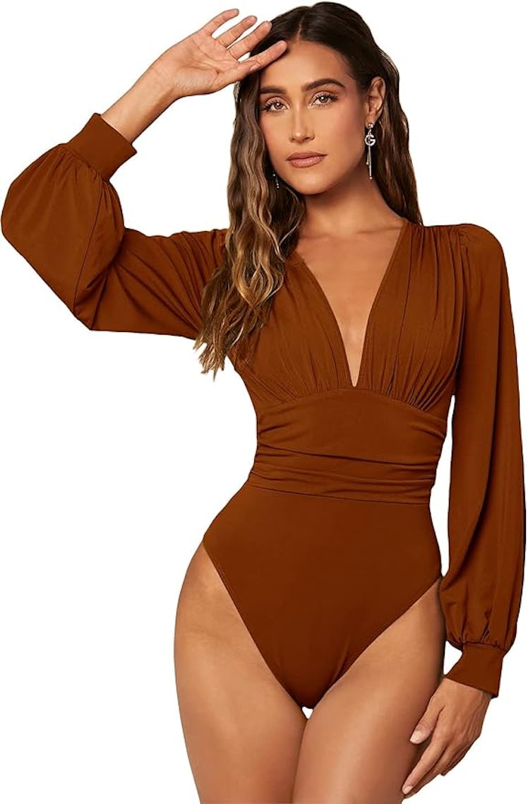 WDIRARA Sheer Long Sleeve Bodysuit