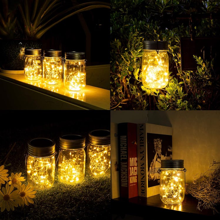 GIGALUMI Hanging Solar Mason Jar Lights (6-Pack)