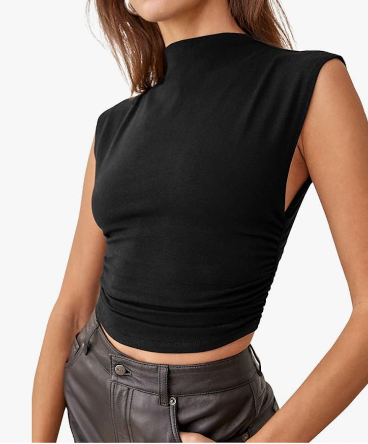 Lauweion Sleeveless Mock Neck Crop Top