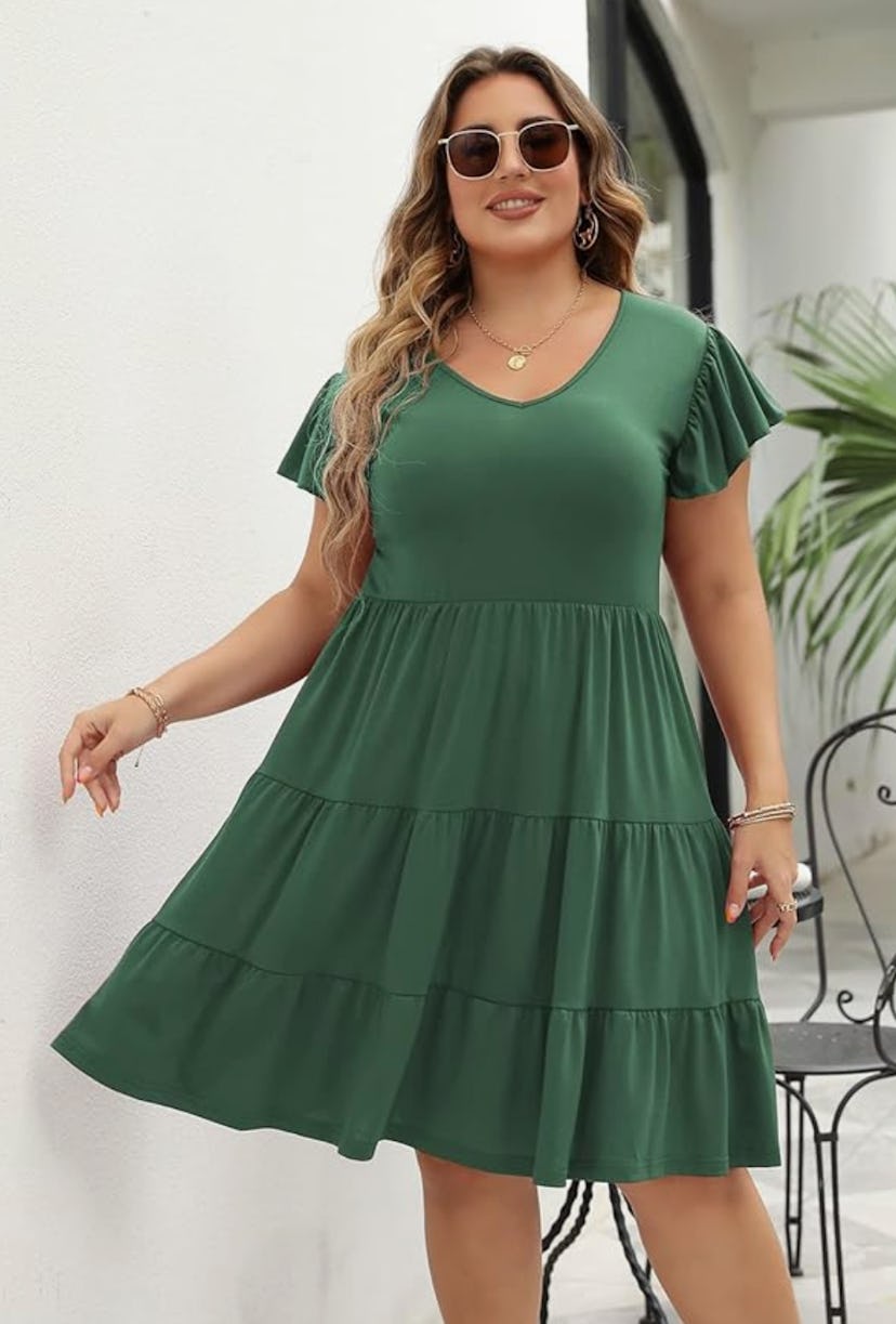 Celkuser Ruffle Tiered Midi Dress