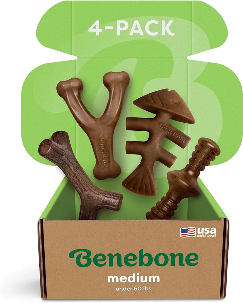 Benebone Medium 4-Pack Dog Chew Toys for Aggressive Chewers