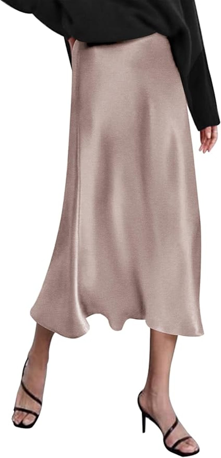 Zeagoo Satin Midi Skirt