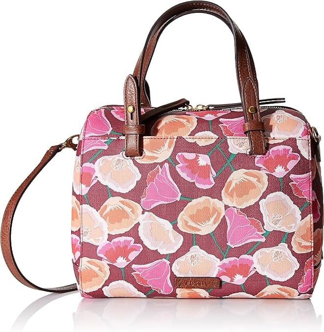 Fossil Floral Leather Handbag