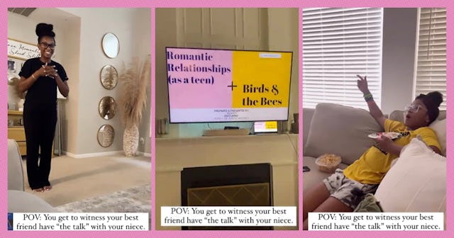 Three-panel image collage featuring women engaging in a conversation about teenage relationships wit...