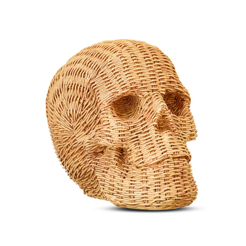 Rattan Resin Skull Tabletop Decor