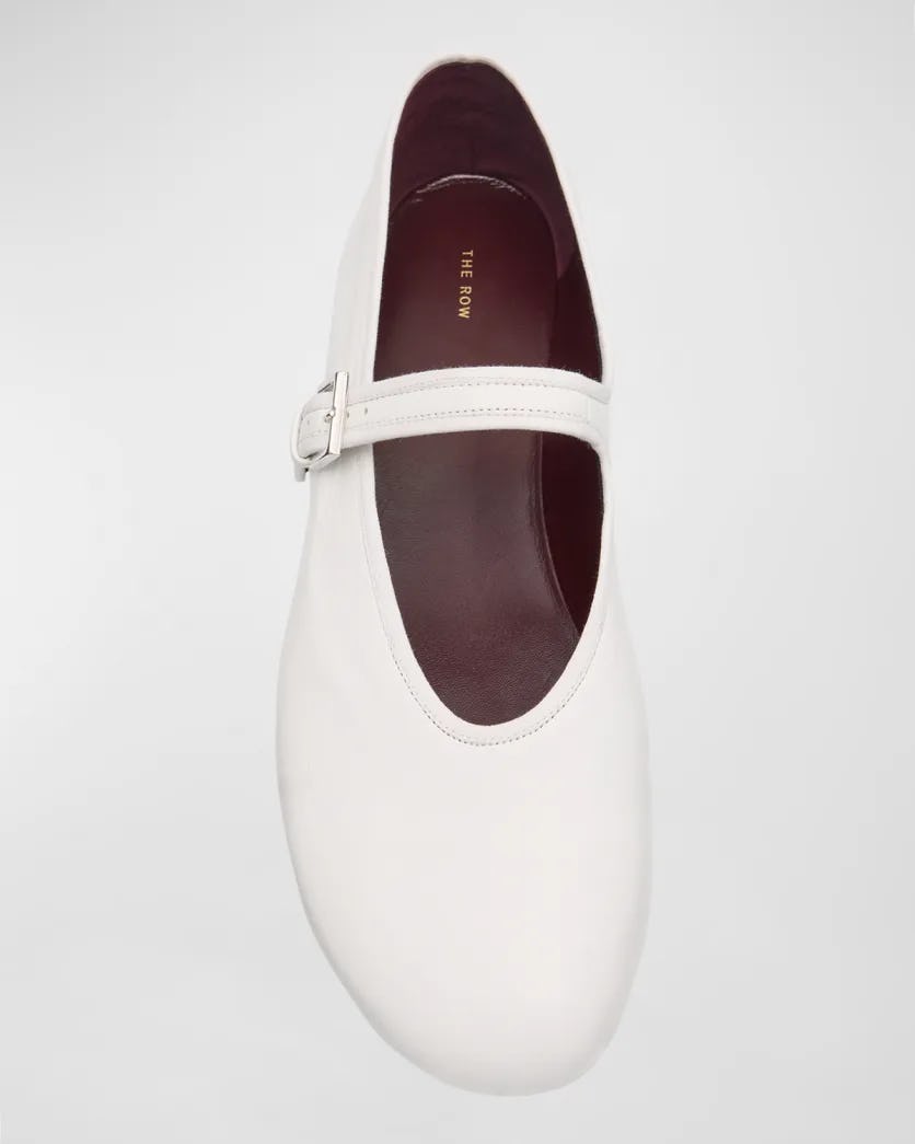 The Row Boheme Leather Mary Jane Ballerina Flats
