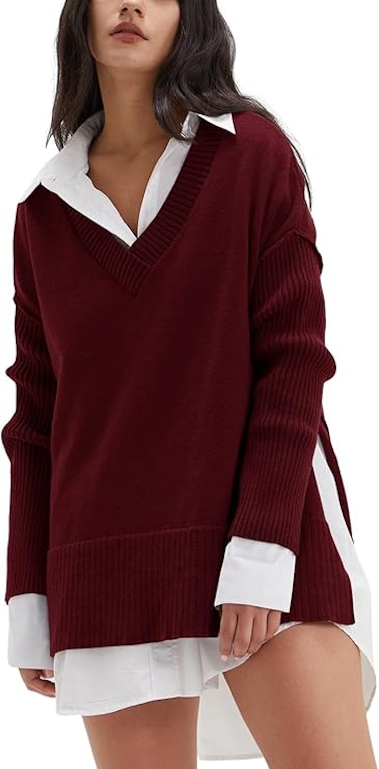 DEEP SELF V-Neck Oversized Sweaters